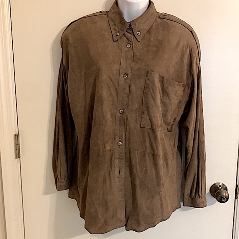 Vintage ultra suede super soft leather button down